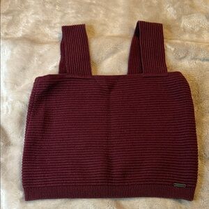 Hollister Burgundy Ribbed Knit Top
